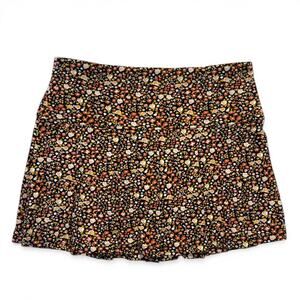 WallFlower Juniors Large Pull On Floral Knit Jersey Skirt Black Earth Tone NEW
